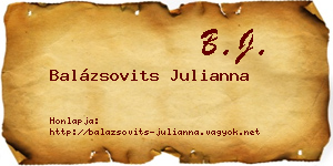 Balázsovits Julianna névjegykártya