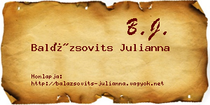 Balázsovits Julianna névjegykártya